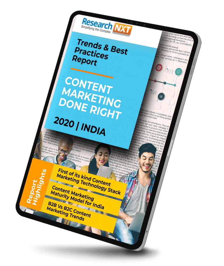 The Content Marketing Done Right Trends and Best Practices Report on a tablet
