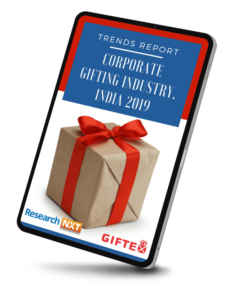 Cover of the Corporate Gifting Trends Report: India, 2019 on a tablet