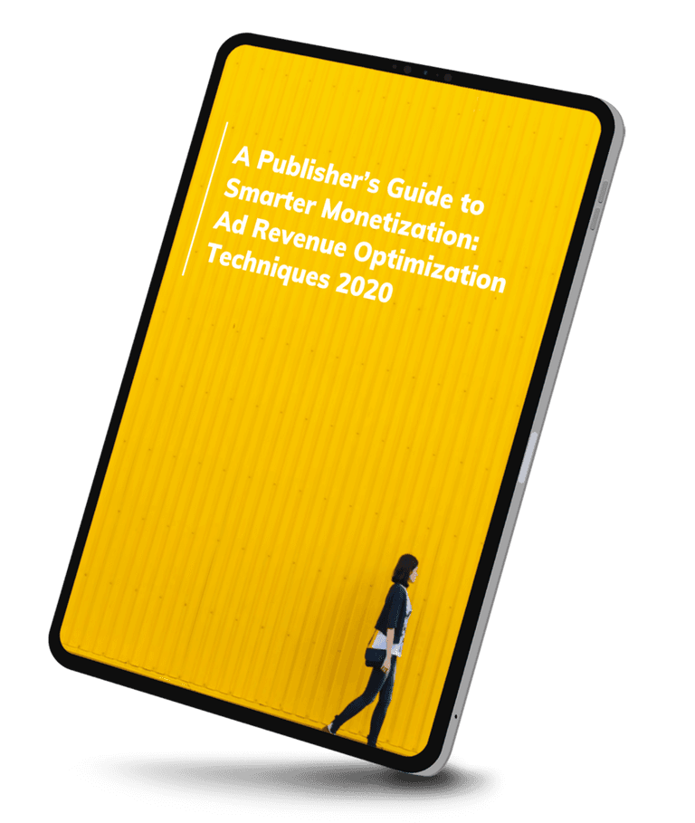 Cover of A Publisher's Guide to Smarter Monetization on a tablet